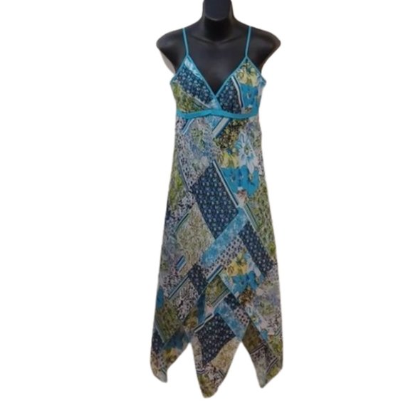 Donna Handkerchief Hem Floral Empire Waist Boho Dress- Sz. Sm - Picture 1 of 9